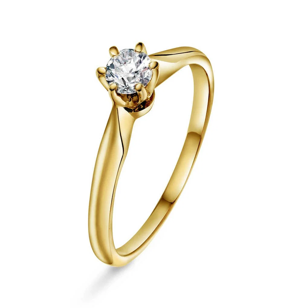 Ring i Gull 585 med Diamant - Allianse